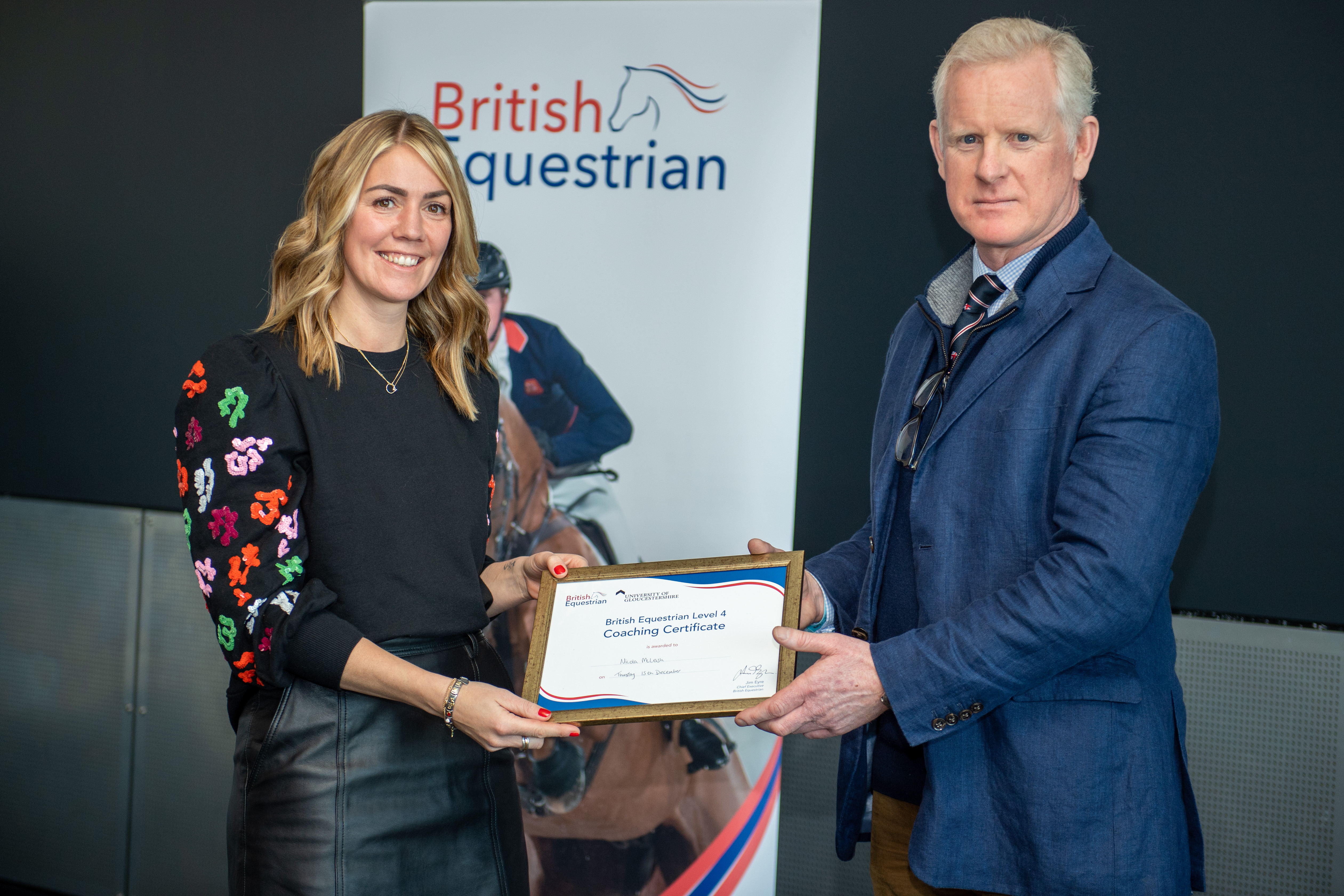 Nicola McLeish receiving her Level 4 Coaching Certificate